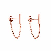 Reffeer 925 Sterling Silver Stud Earrings Minimalist Bar Earrings With Chain Dangle Earrings For Women Brose