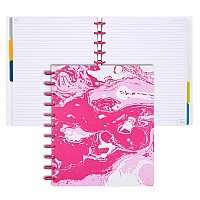 Talia Discbound Notebooks Planner Customizable Pink Marble Flow W90S Pink Discs Midsize 75In X 975In