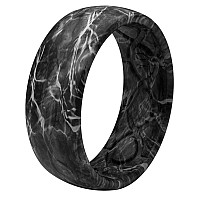 Groove Life Mossy Oak Agua Blacktip Camo Silicone Ring Breathable Rubber Wedding Rings For Men Lifetime Coverage Unique Desi