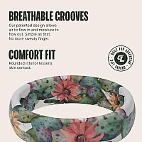 Groove Life Aspire Cactus Bloom Silicone Ring Breathable Rubber Wedding Rings For Women Lifetime Coverage Unique Design Comfo