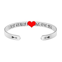 Joycuff Wife Gifts Funny Valentines Day Birthday Christmas Bracelets Girlfriend Personalized Engraved Mantra Cuff Bangle Stainl