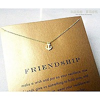 Lang Xuan Friendship Anchor Compass Necklace Good Luck Elephant Pendant Chain Necklace With Message Card Gift Card