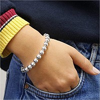 925 Sterling Silver Italian Handmade 4Mm10Mm Bead Ball Chain Bracelet And Necklace For Women Silver Bead Bracelet Womens Silv