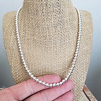 925 Sterling Silver Italian Handmade 4Mm10Mm Bead Ball Chain Bracelet And Necklace For Women Silver Bead Bracelet Womens Silv