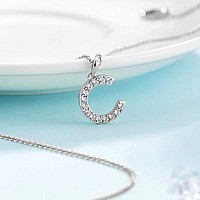 Tarsus C Initial Letter Stainless Steel Silver Alphabet Pendant Necklace Monogram Charm Cubic Zirconia Jewelry Gifts For Women G