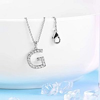 Tarsus G Initial Letter Stainless Steel Silver Alphabet Pendant Necklace Monogram Charm Cubic Zirconia Jewelry Gifts For Women G