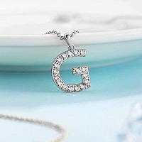 Tarsus G Initial Letter Stainless Steel Silver Alphabet Pendant Necklace Monogram Charm Cubic Zirconia Jewelry Gifts For Women G