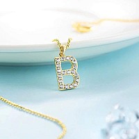 Tarsus B Initial Letter 14K Gold Plated Alphabet Pendant Necklace Monogram Charm Cubic Zirconia Jewelry Gifts For Women Girlfrie