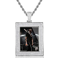 Yimeraire Hip Hop Jewelry Custom Square Picture Pendant Necklace For Male Personalized Photo Memory Medallion Pendant Customized