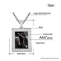 Yimeraire Hip Hop Jewelry Custom Square Picture Pendant Necklace For Male Personalized Photo Memory Medallion Pendant Customized