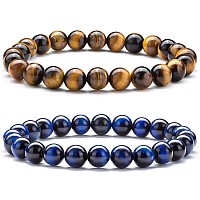 Hamoery Men Women 8Mm Natural Stone Lava Rock Diffuser Bracelet Elastic Yoga Agate Beads Bracelet Bangleset 5