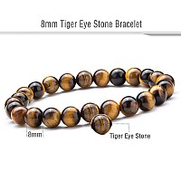 Hamoery Men Women 8Mm Natural Stone Lava Rock Diffuser Bracelet Elastic Yoga Agate Beads Bracelet Bangleset 5