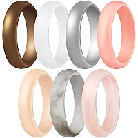 Thunderfit Womens Silicone Wedding Ring Rubber Wedding Band 55Mm Wide 2Mm Thick Women Bronze White Rose Gold Silver