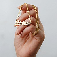 Yofair Custom Name Necklace Personalized 18K Gold Plated Nameplate Pendant Gift For Women Girl