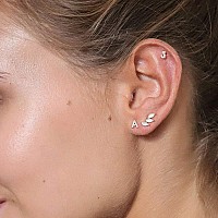 Letter B Earrings Cz Simulated Diamond Stud Earrings Fashion Alphabet Letter Initial Earrings White Gold Plated Hypoallergenic