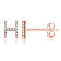 H Initial Earrings Small Cubic Zirconia Initial Stud Earrings Hypoallergenic Earrings For Girls Stud Letter Earrings For Women