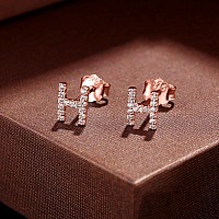 H Initial Earrings Small Cubic Zirconia Initial Stud Earrings Hypoallergenic Earrings For Girls Stud Letter Earrings For Women