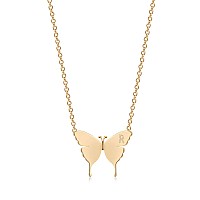 Mevecco Gold Dainty Initial Necklace 18K Gold Plated Butterfly Pendant Name Necklaces Delicate Everyday Necklace For Women Minim