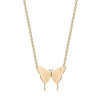 Mevecco Gold Dainty Initial Necklace 18K Gold Plated Butterfly Pendant Name Necklaces Delicate Everyday Necklace For Women Minim