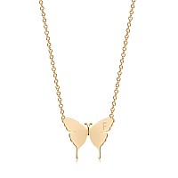 Mevecco Gold Dainty Initial Necklace 18K Gold Plated Butterfly Pendant Name Necklaces Delicate Everyday Necklace For Women Minim