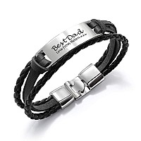 Edsg Personalized Mens Bracelet Leather Engraved Bracelet Gift For Dad Id Identity Customised Monogram Birthday Weddingc