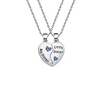 Bauna Matching Big Sis Little Sis Heart Necklace Set Sister Necklace For 2 Gift For Sister Family Best Friends Sister Necklace