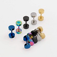 Unisex 5Mm Simple Stainless Steel Stud Earring Faux Gauges Ear Plugs Tunnel Hypoallergenic Cartilage Tragus Second Third Hole Ea