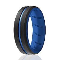 Roq Silicone Rubber Wedding Ring For Men Comfort Fit Mens Wedding Band Breathable Rubber Engagement Band 8Mm Wide 2Mm Thick