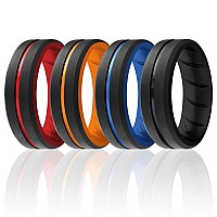 Roq Silicone Rubber Wedding Ring For Men Comfort Fit Mens Wedding Band Breathable Rubber Engagement Band 8Mm Wide 2Mm Thick