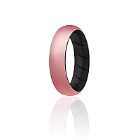 Roq Silicone Rings For Women Breathable Silicone Rings Bands Comfort Fit Silicone Wedding Ring For Women Black Metal Pink Co