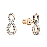 Swarovski Infinity Necklace And Stud Pierced Earrings Set With Clear Crystal Pav And Mixed Metal Plated Finish In Infinity And