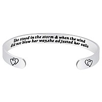 Fesciory Inspirational Bracelets For Womenstainless Steel Engraved Personalized Positive Mantra Quote Keep Going Cuff Bangle Co