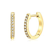 Myears Women Gold Huggie Hoop Earrings Ear Stud Cuff Diamond Cubic Zirconia 14K Gold Filled Small Boho Simple Delicate Hypoaller