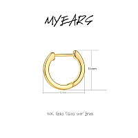 Myears Women Gold Huggie Hoop Earrings Ear Stud Cuff 14K Gold Filled Small Boho Simple Delicate Hypoallergenic Jewelry Gift