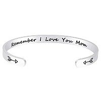 Fesciory Mothers Day Gifts Inspirational Bracelets For Women Stainless Steel Engraved Personalized Positive Keep Going Cuff Ba