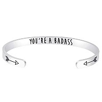 Fesciory Inspirational Bracelets For Womenstainless Steel Engraved Personalized Positive Mantra Quote Keep Going Cuff Bangle Co