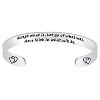 Fesciory Inspirational Bracelets For Womenstainless Steel Engraved Personalized Positive Mantra Quote Keep Going Cuff Bangle Co