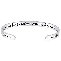 Fesciory Inspirational Bracelets For Womenstainless Steel Engraved Personalized Positive Mantra Quote Keep Going Cuff Bangle Co