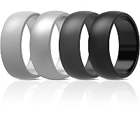 Thunderfit Silicone Wedding Ring For Men 87Mm Wide 25Mm Thick Light Grey Dark Grey Black Men Silver Size 13514 23