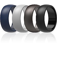 Thunderfit Silicone Wedding Ring For Men 87Mm Wide 25Mm Thick Light Grey Navy Blue Black Metallic Black Size 9510