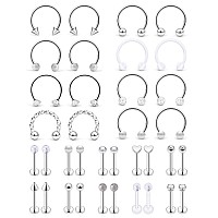 Scerring 16G Lip Rings Stainless Steel Horseshoe Labret Monroe Lip Rings Nail Tragus Helix Earrings Studs Ring Medusa Piercing J