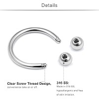 Scerring 16G Lip Rings Stainless Steel Horseshoe Labret Monroe Lip Rings Nail Tragus Helix Earrings Studs Ring Medusa Piercing J