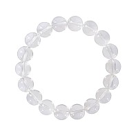 Real Natural Grade A Clear Crystal White Quartz Bracelet 75 Inch Stretch Gemstone Beaded Bracelet Chakras Healing Crystal Stone