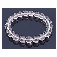 Real Natural Grade A Clear Crystal White Quartz Bracelet 75 Inch Stretch Gemstone Beaded Bracelet Chakras Healing Crystal Stone