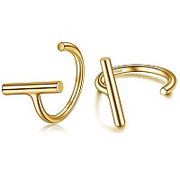 Half Hoop Earrings Gold Plated 925 Sterling Silver Bar Huggie Hoop Earrings For Women Open Hoop Earrings Small Hugger Hoop Earri