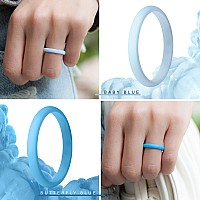 Thunderfit Womens Band Rings Thin And Stackable Silicone Rings Wedding Ring For Women 4 Pack Blue Light Blue White Silver