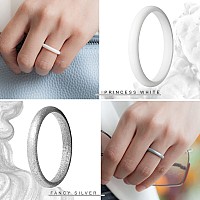 Thunderfit Womens Band Rings Thin And Stackable Silicone Rings Wedding Ring For Women 4 Pack Blue Light Blue White Silver