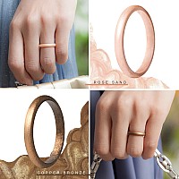 Thunderfit Womens Band Rings Thin And Stackable Silicone Rings Wedding Ring For Women 4 Pack Silver Bronze Rose Gold Whit