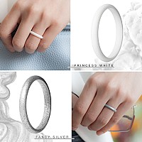 Thunderfit Womens Band Rings Thin And Stackable Silicone Rings Wedding Ring For Women 4 Pack Silver Bronze Rose Gold Whit