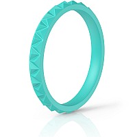 Thunderfit Womens Triangle Diamond Stackable Ring 1 Ring Thin Silicone Wedding Rings Teal 859 189Mm